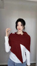 啄木鳥(niǎo)韓系澳洲羊毛針織大三角圍巾女秋冬極簡(jiǎn)加厚保暖氣質(zhì)圍脖百搭披肩 酒紅色 曬單實(shí)拍圖