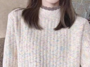 施洛瀾半高領(lǐng)加厚毛衣女士打底衫2025年秋冬裝新款寬松針織百搭外穿上衣 米杏色 均碼 建議80-135斤 曬單實(shí)拍圖