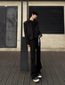 杜小閑黑色微喇叭褲子男秋冬季加絨加厚垂感cleanfit彎刀褲顯瘦直筒西褲 黑色加絨 XL [推薦120-140斤] 曬單實(shí)拍圖
