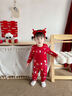 歐孕（OUYUN）兒童睡衣寶寶男女童紅色新疆棉秋衣秋褲保暖衣套裝 花燈萌兔 100 曬單實(shí)拍圖