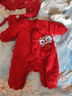 童泰（TONGTAI）嬰兒蝴蝶衣冬季純棉夾棉新生兒連體衣寶寶外出哈衣爬服紅色59cm 曬單實(shí)拍圖