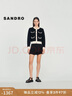 SANDRO秋冬女裝經(jīng)典款法式休閑黑白撞色扣飾圓領(lǐng)短款上衣針織開(kāi)衫 黑色 S (1) 曬單實(shí)拍圖