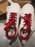 森馬女鞋冬季2025新款百搭休閑厚底板鞋女士運動(dòng)增高平底加絨小白鞋子 米紅 （加絨款） 38 曬單實(shí)拍圖