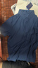羅蒙（ROMON）復(fù)古T恤男純色冰絲涼感短袖夏季款商務(wù)休閑polo透氣上衣夏裝汗衫 黑色+霧霾藍(lán) XL 曬單實(shí)拍圖