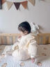 心楠嬰兒棉服連體衣女周歲1-2歲寶寶哈衣冬季保暖套裝抱衣爬服外出服 杏色尖帽加絨連體衣 90cm 【建議12-18月齡】 曬單實(shí)拍圖