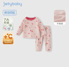 JELLYBABY加絨內衣套裝女童家居服男童不倒絨睡衣7A抗菌遠紅外鎖溫撞色套裝 粉色 90 CM 曬單實(shí)拍圖