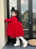 班喜迪女童連衣裙冬裝2026新款洋氣寶寶裙子周歲禮服兒童國風(fēng)嬰兒公主裙 紅色 100 曬單實(shí)拍圖