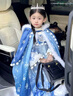 G.duck漢服女童愛(ài)莎公主裙秋冬季加絨艾莎加厚斗篷兒童拜年服連衣裙唐裝 冰雪【裙子】全身加絨 120 建議5-7歲【113-122cm】 曬單實(shí)拍圖