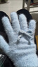 COSMICKISS蝴蝶結藍色針織毛線(xiàn)手套女冬季分指加絨加厚戶(hù)外騎行保暖防寒學(xué)生 藍色蝴蝶結 曬單實(shí)拍圖