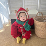 G.duck小黃鴨童裝嬰兒衣服秋冬加絨新生兒連體衣寶寶冬裝棉服毛毛衣外套 圣誕麋鹿+圍巾25059 80cm 80碼7-11月(建議寶寶75-)cm 曬單實(shí)拍圖