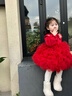 班喜迪女童連衣裙冬裝2026新款洋氣寶寶裙子周歲禮服兒童國風(fēng)嬰兒公主裙 紅色 100 曬單實(shí)拍圖