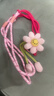 手機飾品長(cháng)款可斜挎掛脖手腕拼色編織三用掛繩ins多功能創(chuàng  )意花朵手機掛繩戶(hù)外旅行爬山防丟神器 拼接斜挎（綠紫粉）+粉花+粉夾片 曬單實(shí)拍圖