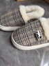 梵昇昱包跟情侶棉拖鞋款冬季居家室內防滑毛絨小格子保暖鞋厚底懶人棉鞋 米色格子包跟棉拖鞋 38-39 【適合37-38】 曬單實(shí)拍圖