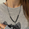 逐青黑珠拼接星芒月牙十字架項鏈男女ins嘻哈潮酷個(gè)性衛衣配飾毛衣鏈 月牙星芒黑珠項鏈 曬單實(shí)拍圖