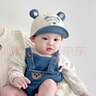 小野七天嬰兒帽子春秋季寶寶鴨舌帽可愛(ài)超萌嬰幼兒男女兒童遮陽(yáng)防曬棒球帽 藍色小熊42-48（3-24個(gè)月） 曬單實(shí)拍圖
