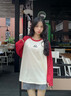 唐獅（TonLion）純棉長(cháng)袖t恤女裝春秋季新款寬松顯瘦上衣服撞色潮流簡(jiǎn)約打底衫女 曬單實(shí)拍圖