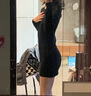 FOX.G包臀連衣裙打底黑色裙子加絨加厚女裝秋裝新款2025衣服小個(gè)子穿搭 黑色扣子針織螺旋包臀裙加絨款 均碼 【建議130斤左右內】 曬單實(shí)拍圖
