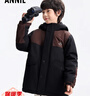 安奈兒（Annil）安奈兒童裝男童中長(cháng)款棉衣2025冬新款 黑色 160 曬單實(shí)拍圖