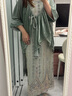 三吉黑花【聲聲令】新中式網(wǎng)紗拼接長(cháng)袖連衣裙子早秋季國風(fēng)巨好看 青綠 XS 曬單實(shí)拍圖