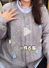 茵曼2026春季女裝新款格雷系絞花刺繡花朵毛衣復古寬松針織衫開(kāi)衫 貴族灰 L 曬單實(shí)拍圖