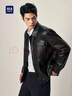 HLA海瀾之家?jiàn)A克男25凹凸印花PU皮革純色通勤外套男冬 曬單實(shí)拍圖