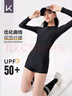 Keep泳衣女士連體長(cháng)袖平角游泳衣專(zhuān)業(yè)訓練保守大碼泳裝 603 黑色 L  曬單實(shí)拍圖