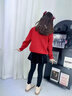 moonkids女童過(guò)年喜慶衣服兒童紅色毛衣套裝加絨絲絨裙褲大童拜年服兩件套 兩件套【19743紅色毛衣+2166黑色加絨褲裙】 110 cm 曬單實(shí)拍圖