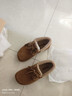 百麗（Belle）焦糖吐司勃肯毛毛牛津鞋女26春新商場(chǎng)款保暖低跟休閑鞋F2Z1DAA6 棕色 37 (235mm) 曬單實(shí)拍圖