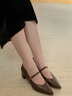 康莉羊皮高跟鞋瑪麗珍女26年春新款職業(yè)通勤時(shí)尚百搭粗跟工作鞋 復古啡 36 曬單實(shí)拍圖