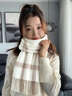 viney綿羊毛圍巾女冬季保暖格子圍脖長(cháng)款披肩生日情人節禮物送女友老婆 【米白禮盒裝】新年送女生 兩用外搭高顏值時(shí)尚輕奢 曬單實(shí)拍圖