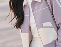 短外套女春秋新款簡(jiǎn)約短款拉鏈韓版時(shí)尚洋氣顯瘦外套女秋冬 HS1118紫色 M 【建議90-105斤】 曬單實(shí)拍圖