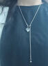 逐青極簡(jiǎn)銀色愛(ài)心項鏈女鈦鋼不掉色鎖骨鏈可調節長(cháng)款毛衣鏈女衣服配飾 抽拉桃心項鏈 曬單實(shí)拍圖