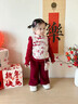 班喜迪女童套裝冬裝新款寶寶公主周歲禮服兒童中式國風(fēng)冬季喜慶拜年衣服 紅色 80 曬單實(shí)拍圖