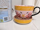 松發(fā)瓷器家用杯子辦公早餐蓋杯陶瓷帶蓋早餐杯大容量馬克杯咖啡杯送禮彩盒 [浮雕蓋杯]粉黛1個(gè)450ml 曬單實(shí)拍圖