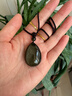 靈菲精品金曜石水滴吊墜雙面金眼貓眼黑曜石掛墜項鏈男女款禮物附證書(shū) 曬單實(shí)拍圖