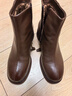 百麗（Belle）氣質(zhì)粗跟時(shí)裝靴女商場(chǎng)同款冬季舒適羊皮通勤短靴3A645DD4 棕色-絨里 38 (240mm) 曬單實(shí)拍圖