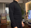 莫代爾純棉高領(lǐng)男士長(cháng)袖t恤秋衣彈力打底衫半中領(lǐng)冬裝加絨加厚保暖內衣 FS-春秋薄款-高領(lǐng)-黑色 4XL 175-190斤 曬單實(shí)拍圖