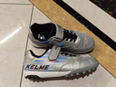 卡爾美（KELME）兒童足球鞋TF碎釘魔術(shù)貼免系帶防滑耐磨球鞋 金屬銀黑  33  曬單實(shí)拍圖