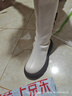 芭比童鞋女童時(shí)裝高筒皮靴女孩蝴蝶結單里長(cháng)筒靴子DA6096米白34碼 曬單實(shí)拍圖
