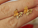 六福珠寶黃金耳釘蝶舞光影足金蹦迪珠手工繞金線(xiàn) 計價(jià)GJG0159DS 約2.61克 曬單實(shí)拍圖