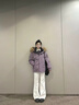 溫格芳冬季派克服羽絨棉服女2026新款韓系加厚工裝棉衣保暖毛領(lǐng)棉襖外套 紫色 M 曬單實(shí)拍圖