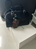 裘真植鞣頭層羊皮悠悠保齡球包女復古休閑大容量手提單肩包 黑色肩帶款-羊皮 曬單實(shí)拍圖