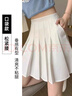 夏季新款高腰彈力顯瘦百褶裙女裙胖mm大碼短裙小個(gè)子a字半身裙 松緊腰/口袋【tr升級面料】白色 L （建議100-110斤） 曬單實(shí)拍圖