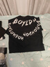 BOY LONDON【暗影騎士】春季情侶印花寬松美式連帽套頭衛衣N04904 黑色 L 曬單實(shí)拍圖