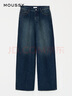 moussy 2025秋季新品復古丹寧闊腿休閑牛仔長(cháng)褲女010IA111-1651 113深藍色 L 曬單實(shí)拍圖