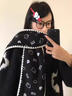 JIOESC可愛(ài)Kitty帽子圍巾一體女冬季韓版百搭保暖防寒連帽圍脖披肩斗篷 黑色印花KT貓【圍巾帽子一體】 均碼 曬單實(shí)拍圖