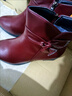 卡帝樂(lè )鱷魚(yú)（CARTELO）2026冬季新款加絨保暖短靴女靴真皮靴子女防滑軟底中年女士棉皮鞋 酒紅色 35 平時(shí)穿35碼 曬單實(shí)拍圖