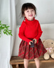 可英童裝女童半身裙兒童百褶裙紅色新年禮物女寶裙女孩短裙學(xué)院風(fēng)半裙 曬單實(shí)拍圖