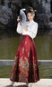 纖裳蝶馬面裙女款爆款2025新款全套【鳳鳴在竹】妝花漢服女新中式連衣裙 喜慶紅馬面裙+金紅交領(lǐng)上衣 S 建議(155-162cm) 曬單實(shí)拍圖