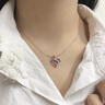 慕洛菲純999足銀項鏈女生士吊墜鎖骨鏈生日七夕禮物送女朋友老婆閨蜜 玫瑰金色·藍鉆項鏈【免費刻字】 曬單實(shí)拍圖